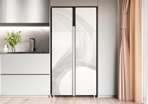 Холодильник отдельностоящий двухкамерный LSB530GLID WIND, золотистый/стекло, Lex