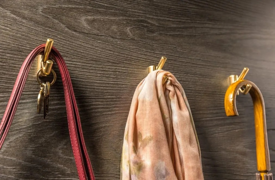 Крючок, LENS, двухрожковый, металл, брашированное золото, GTV