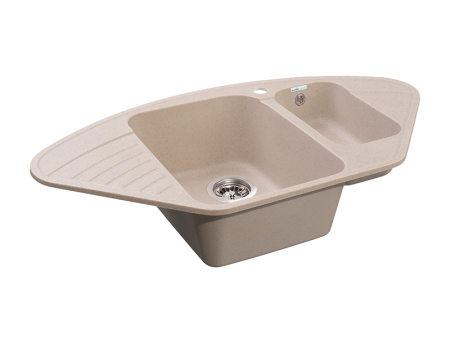 Мойка GranFest QUARZ 14, 927х497 мм, песочный (угловая, 1,5 чаши, без сифона)