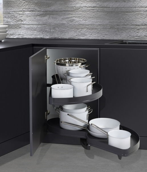 Механизм Леманс 600мм в угловой шкаф, 2 полки, H 600-750мм, правый, антрацит, Kessebohmer