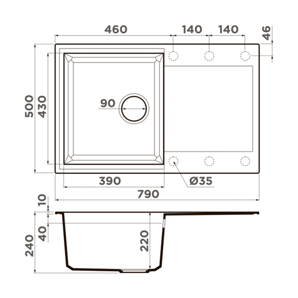 Мойка Sakaime 79-BL, Tetogranit/черный