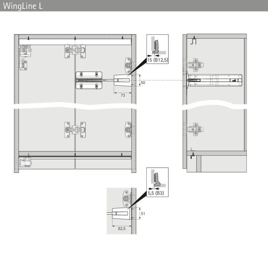 Комплект WingLine L/S/230 Push to move и Pull to move, light, антрацит