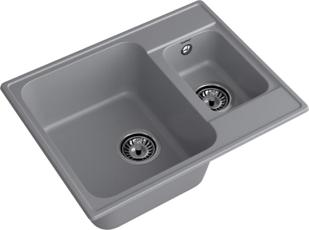 Мойка GranFest QUARZ 09, 617х480 мм, темно-серый (прямоугольная, 1,5 чаши, без сифона)