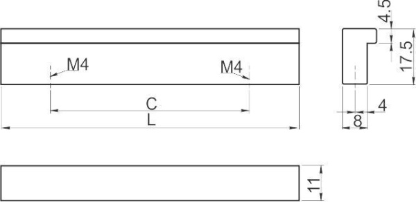 Ручка-скоба, AA 06, 192мм, металл, алюминий