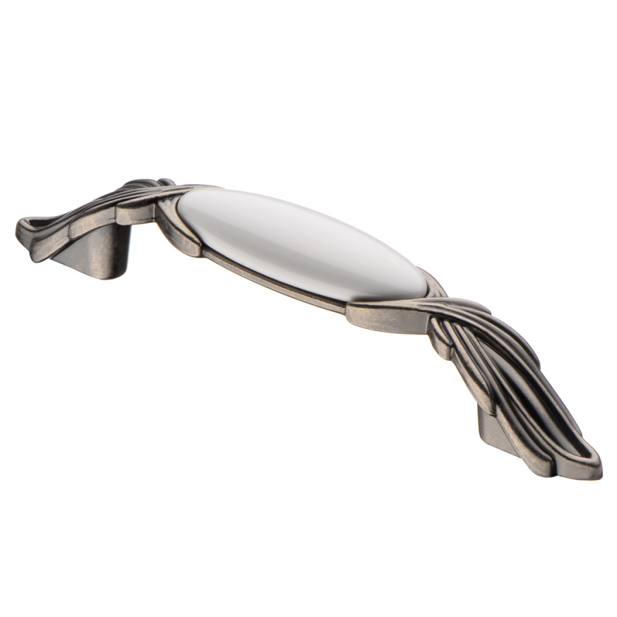 Ручка-скоба, SF17-11-96 BAZ, 96мм, металл/фарфор, черненый старинный цинк