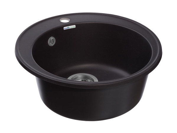 Мойка GranFest QUARZ 08, d=480 мм, черный (круглая, без сифона)