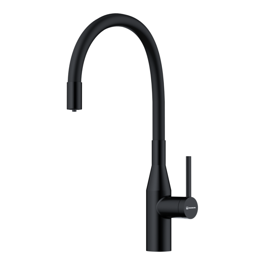 Смеситель Yatomi 2 PLUS-GB-BL, латунь, графит/черный шланг