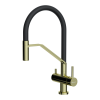 Смеситель Akeno-LG-BL, латунь, светлое золото/черный гибкий шланг