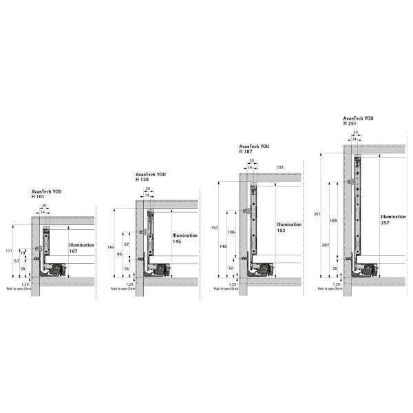 Комплект подсветки с дизайн-профилями AvanTech YOU, NL 500 мм, под нержавеющую сталь