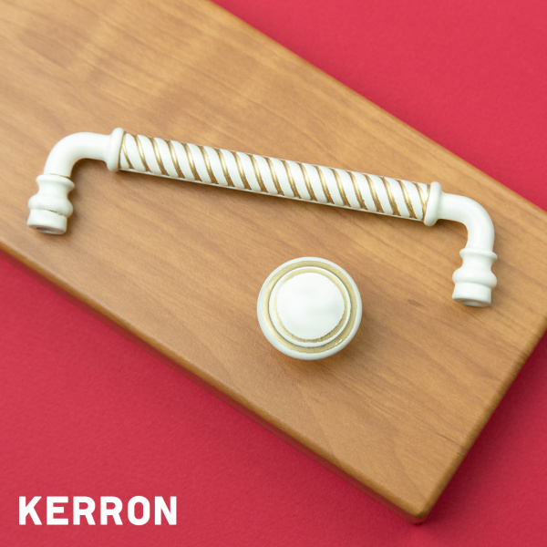 Ручка-скоба, 121, 128мм, металл, белый с золотом/50