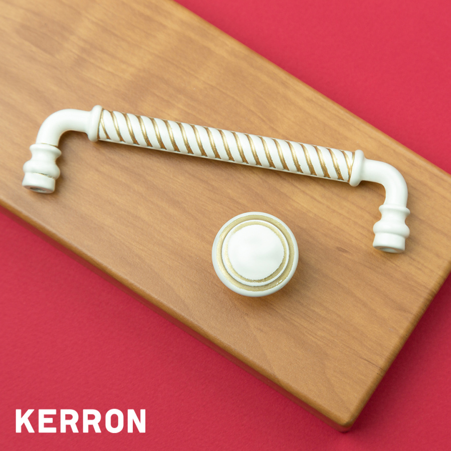 Ручка-скоба, 121, 128мм, металл, белый с золотом/50