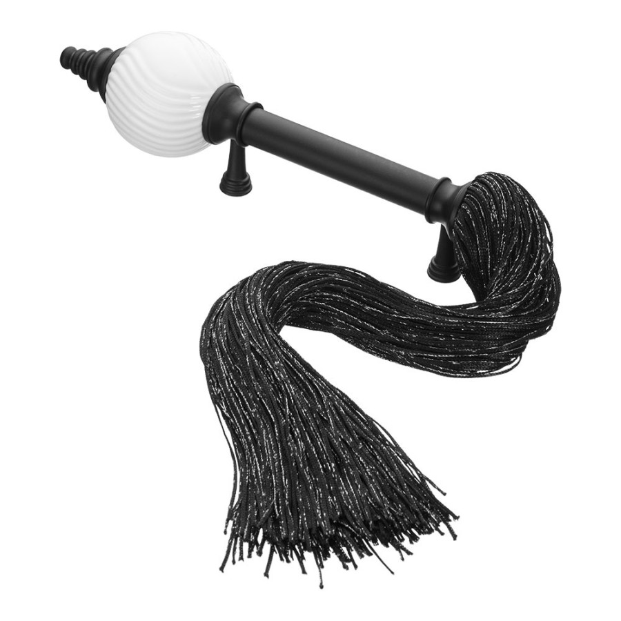 Ручка-скоба, SULTAN-85-128-WHITE-BLACK, 128мм, металл/керамика, черный/белый