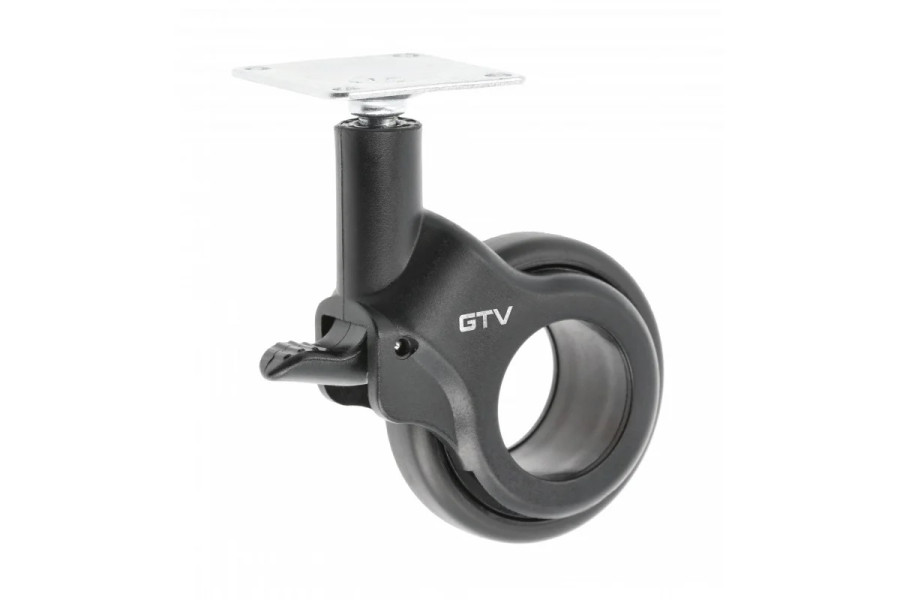 Опора колесная с площадкой, d=60мм, со стопором, пластик, черный, до 30кг, GTV