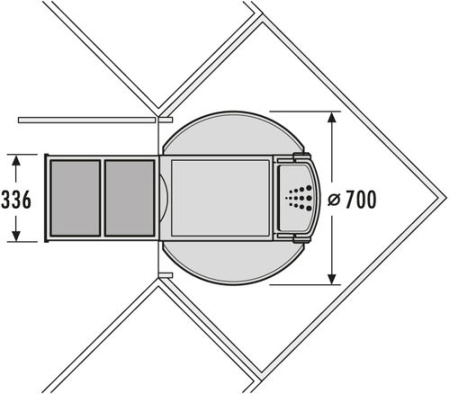Система сортировки "Rondo", 2х20л, 1х12,5л, 336x700x406мм, в угловой шкаф, пластик, серый