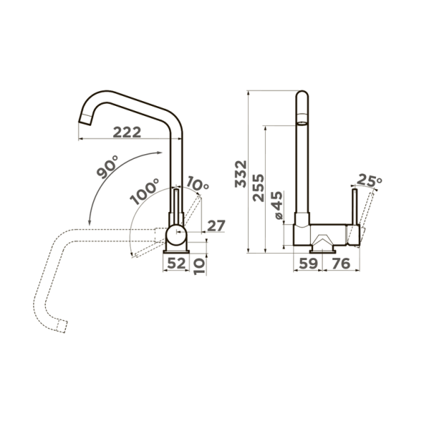 Смеситель Mori-C, латунь, хром