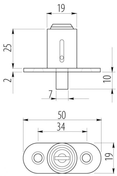 Замок кнопочный для раздвижных дверей, металл, хром, GTV