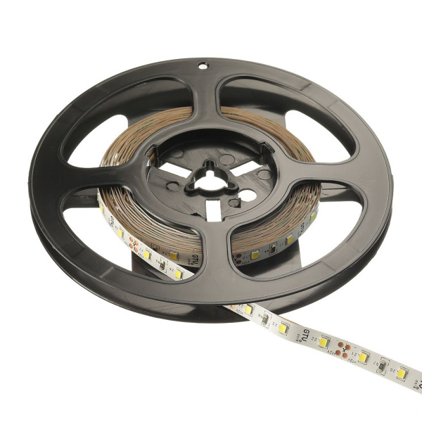 Лента  5х5000мм, SMD 2835, 12В, холодный, 10.0 Вт/м, 120 диодов/м, 750 Лм/м, IP20, GTV