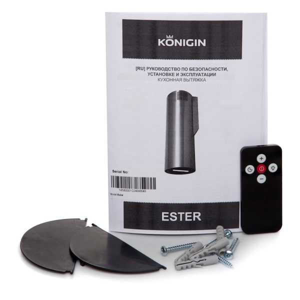 Вытяжка настенная Ester Gold/Black Glass, 31 см, без угольн. фильтра, ПДУ, золот/чер стекло, Konigin