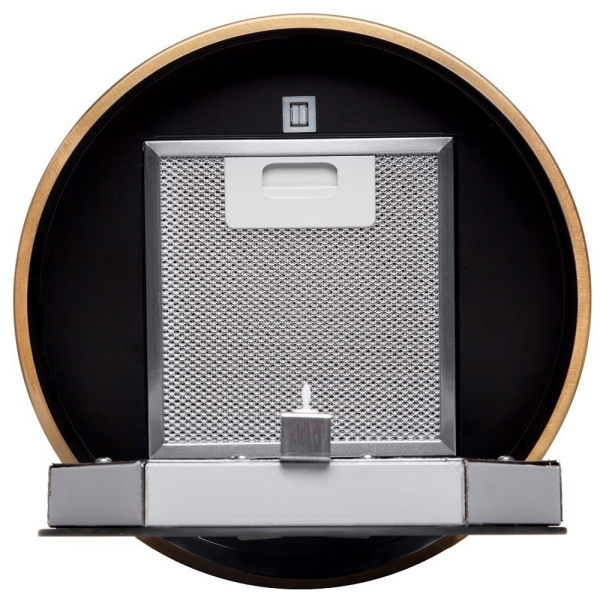 Вытяжка настенная Ester Gold/Black Glass, 31 см, без угольн. фильтра, ПДУ, золот/чер стекло, Konigin