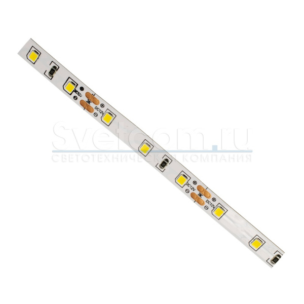 Лента  8х5000мм, SMD 2835, 12В, теплый, 4,8 Вт/м, 60 диодов/м, 550 Лм/м, IP20, GLS