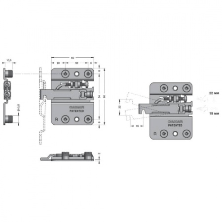 Навес регулируемый Camar, врезной, правый