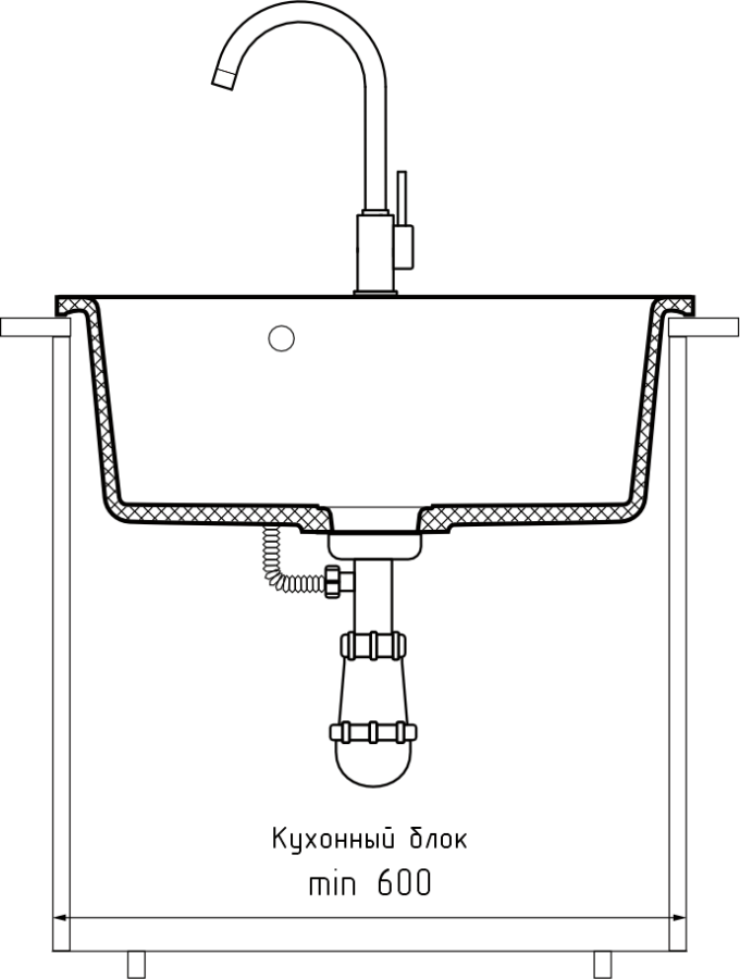 Мойка ЭкоМ М-520, 520х430мм, мрамор, бежевый (без сифона)