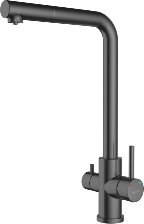 Смеситель GranFest Quarz Z-5421, с краном питьевой воды, PVD графит