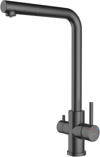 Смеситель GranFest Quarz Z-5421, с краном питьевой воды, PVD графит