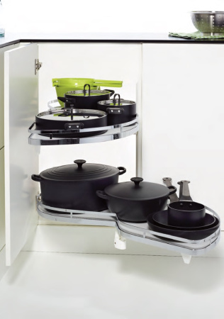 Механизм Леманс 500мм в угловой шкаф, 2 полки, H 600-750мм, правый, хром, Kessebohmer