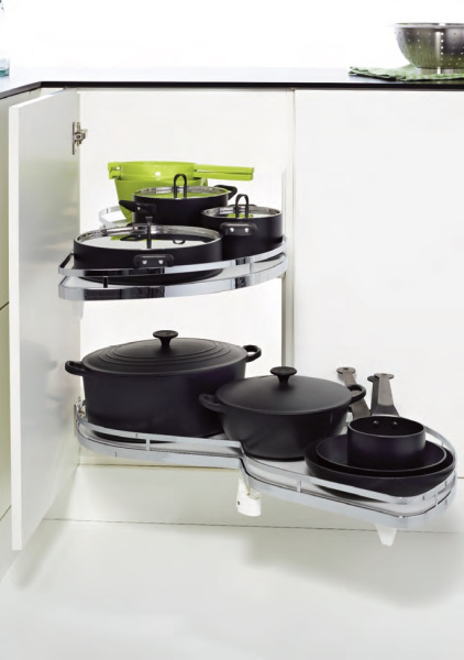 Механизм Леманс 500мм в угловой шкаф, 2 полки, H 600-750мм, правый, хром, Kessebohmer