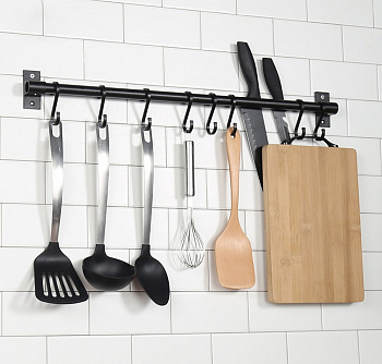 Рейлинг FJORD, L=600мм, с комплектом креплений (без крючков), алюминий, черный матовый