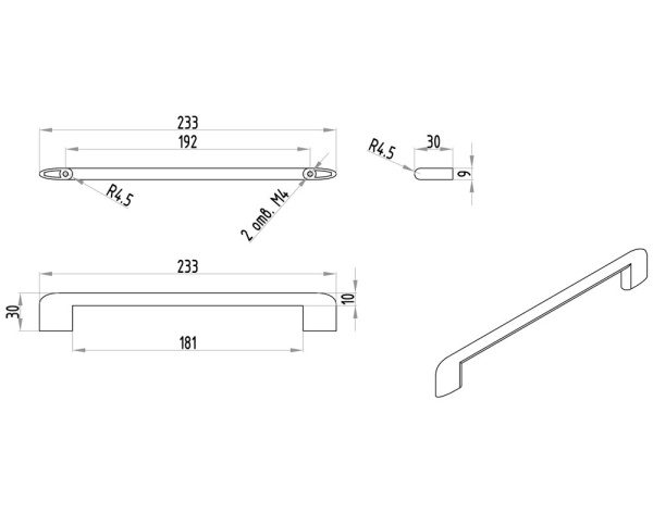 Ручка-скоба, 287, 192мм, металл, брашированное золото