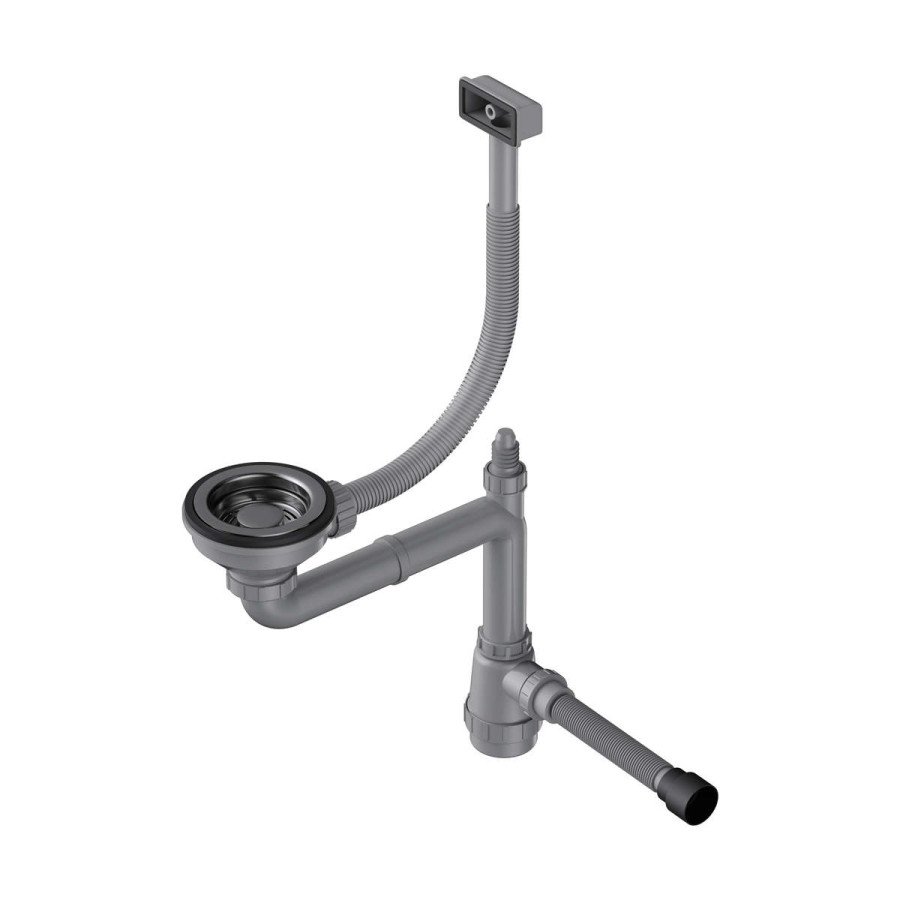 Арматура для одночашевых моек WK-1-S-GM, скрытый прямоуг. перелив, вороненая сталь