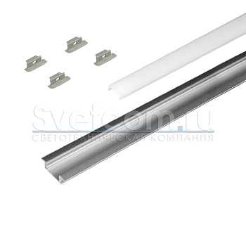 Профиль врезной 25х7х2000мм, лента ≤10мм, алюминий (диффузор молочный, 4 заглушки), 2507W-01