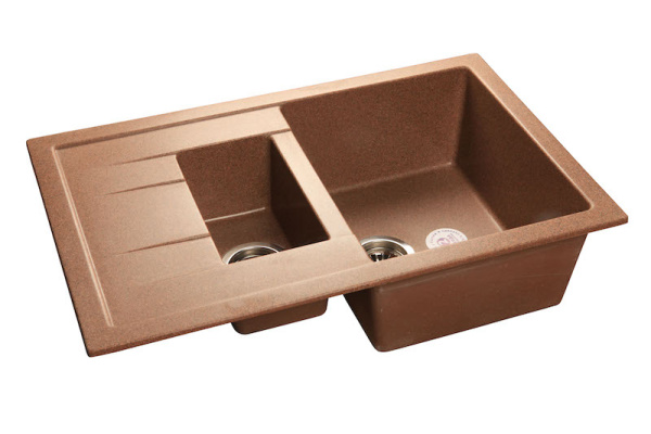 Мойка GranFest QUADRO 775KL с крылом, 765х495 мм, терракот