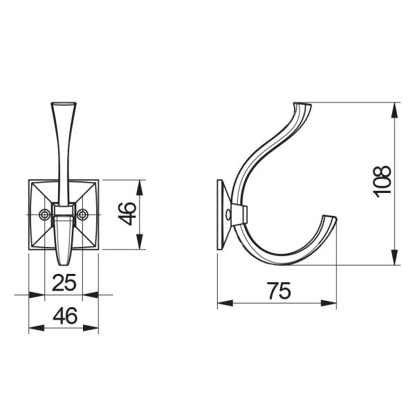 Крючок, MADRYT, двухрожковый, металл, черный, GTV