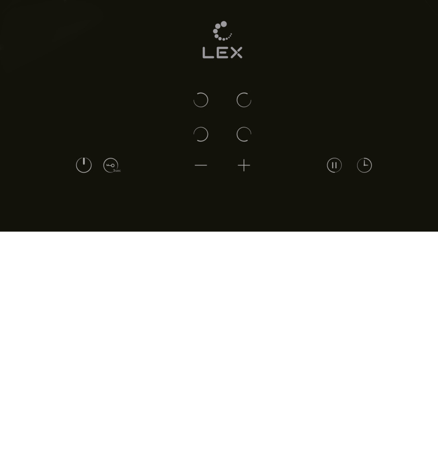 Варочная панель EVH 640B BL, 60см, стеклокерамика, черный матовый, Lex