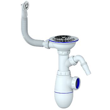Сифон одинарный 1 1/2'' c круглым переливом