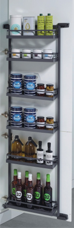 Стеллаж выкатной Тандем Сайд, 5 полок, 450х1700мм, в базу на 450мм, антрацит, Kessebohmer