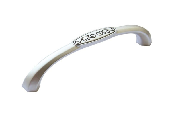 Ручка-скоба, 190, 96мм, металл, серебро с орнаментом