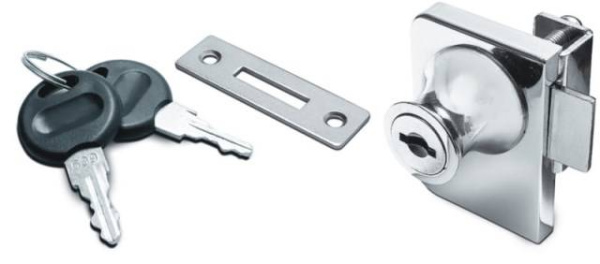Замок для стекла двойной + плоская ответная планка, хром