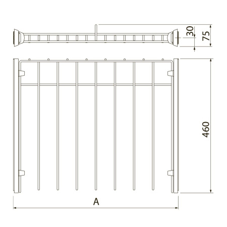 Вешалка для брюк в шкаф на 700мм, 460х660х75мм, без направляющих, сталь/пластик, графит