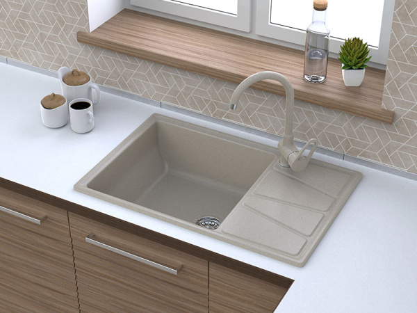 Мойка GranFest VERTEX V-780L, 780х500 мм, песочный