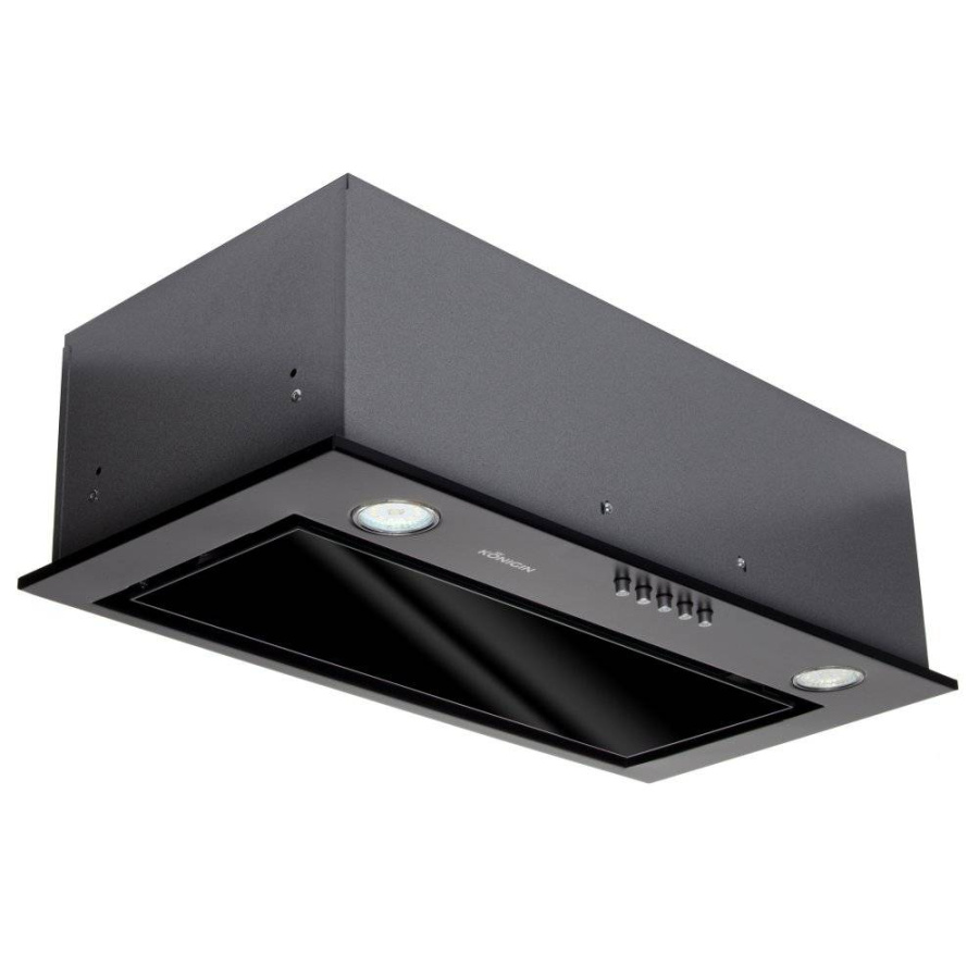 Вытяжка полновстраиваемая Next, 60см, б/угольного фильтра, черный/черное стекло, Konigin