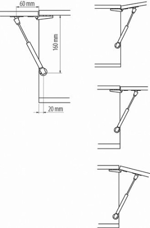 Кронштейн газовый 80N, L=160мм, серый, GTV