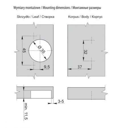 GTV Петля накладная, с планкой 0мм, с доводчиком, БЕЗ еврошурупа, 3D-регулировка, 45мм