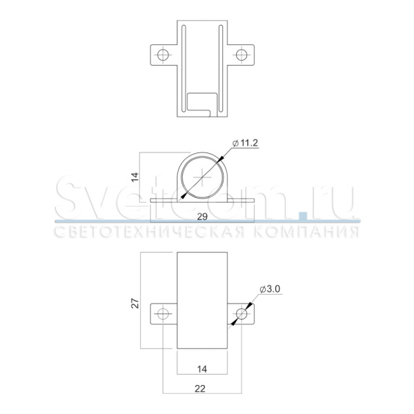 Держатель для датчика PM-218, 29х27х14мм, накладной, пластик, черный