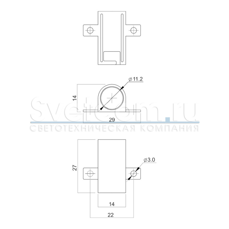 Держатель для датчика PM-218, 29х27х14мм, накладной, пластик, черный