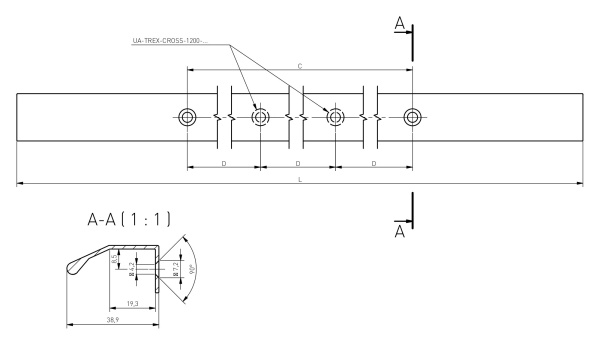 Ручка торцевая, TREX CROSS, L=1200мм, металл, белый матовый, GTV
