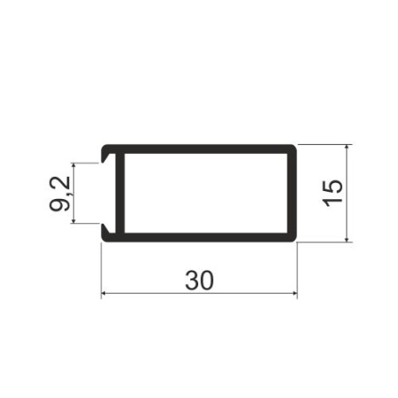 Штанга прямоугольная под уплотнитель, L=5800мм, серебро